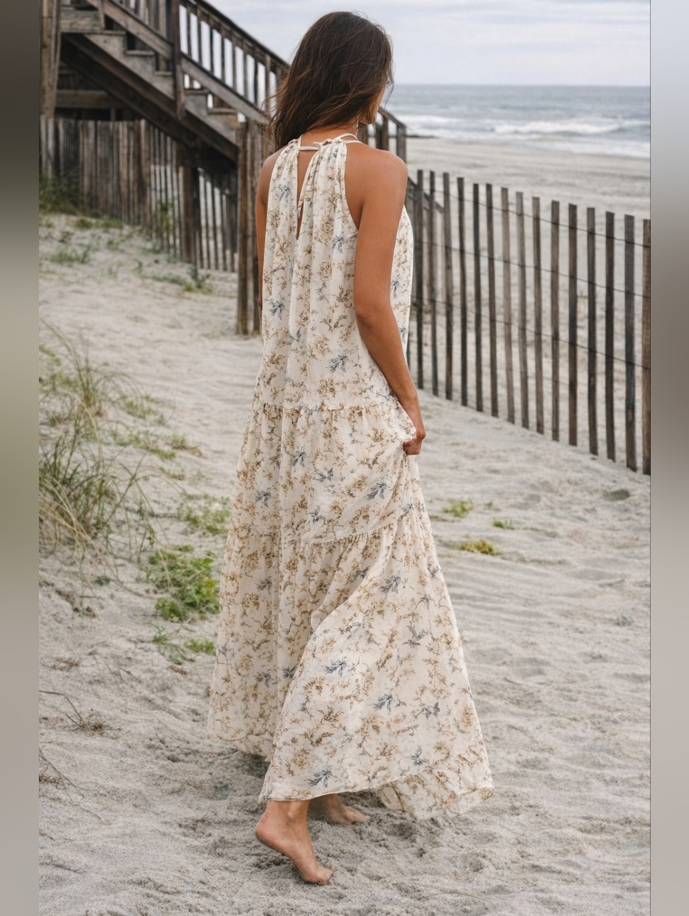 Anthropologie Drew Floral Tiered Halter Maxi Dress NWT Size S Boho Cottagecore